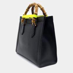 Gucci Black Leather Diana Bamboo Small Tote Bag