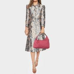 Pre Owned Gucci Pink GG Canvas and Leather Horsebit Handle Hobo