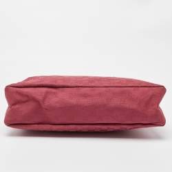 Pre Owned Gucci Pink GG Canvas and Leather Horsebit Handle Hobo