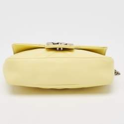 Pre Owned Gucci Yellow Matelassé Leather Super Mini GG Marmont Shoulder Bag