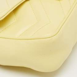 Pre Owned Gucci Yellow Matelassé Leather Super Mini GG Marmont Shoulder Bag