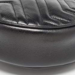 Pre Owned Gucci Black Matelassé Leather Mini GG Marmont Round Shoulder Bag