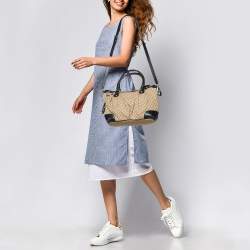 مملوكة مسبقًا حقيبة يد توتس غوتشي سوكي جلد وكانفاس جي جي بيج/ذهبي ميتاليك متوسطة 