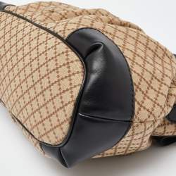 مملوكة مسبقًا حقيبة يد توتس غوتشي سوكي جلد وكانفاس جي جي بيج/ذهبي ميتاليك متوسطة 