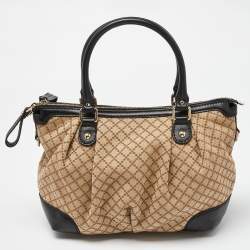 مملوكة مسبقًا حقيبة يد توتس غوتشي سوكي جلد وكانفاس جي جي بيج/ذهبي ميتاليك متوسطة 