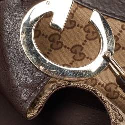 Pre Owned Gucci Beige/Brown GG Canvas and Leather Charlotte Hobo