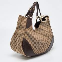 Pre Owned Gucci Beige/Brown GG Canvas and Leather Charlotte Hobo