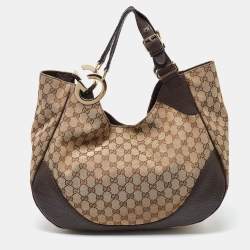 Pre Owned Gucci Beige/Brown GG Canvas and Leather Charlotte Hobo
