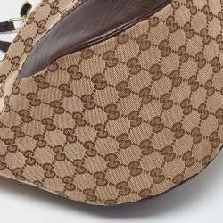 Pre Owned Gucci Beige/Brown GG Canvas and Leather Charlotte Hobo