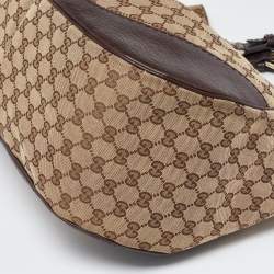 Pre Owned Gucci Beige/Brown GG Canvas and Leather Charlotte Hobo