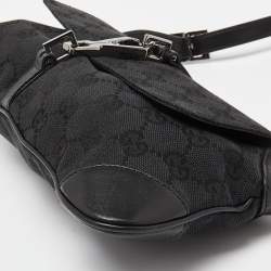 مملوكة مسبقًا Gucci Black GG Canvas and Leather Jackie O Hobo
