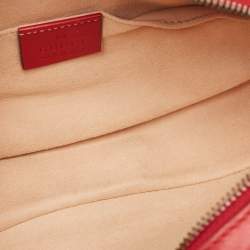 Pre Owned Gucci Red Matelassé Leather GG Marmont Belt Bag