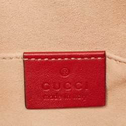 Pre Owned Gucci Red Matelassé Leather GG Marmont Belt Bag