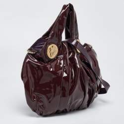 Pre Owned Gucci Burgundy Patent Leather Small Hysteria Hobo
