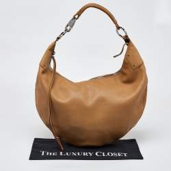 مملوكة مسبقًا Gucci Beige Leather Zip Hobo