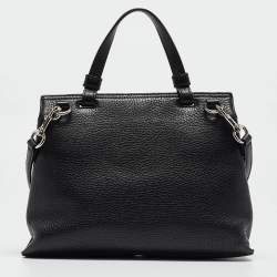 Pre Owned Gucci Black Leather Small Bamboo Daily Top Handle Bag