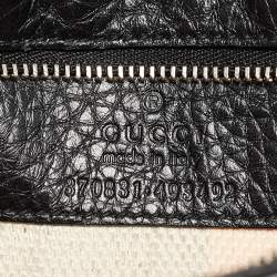 Pre Owned Gucci Black Leather Small Bamboo Daily Top Handle Bag