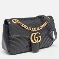 Pre Owned حقيبة كتف غوتشي جي جي مارمونت جلد ماتيلاسيه بيج صغيرة