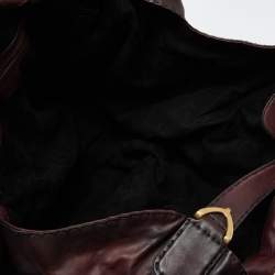 مملوكة مسبقًا Gucci Two Tone Burgundy Leather Stirrup Shoulder Bag
