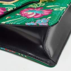 Pre Owned Gucci Multicolor Floral Jacquard Mini Sylvie Top Handle Bag