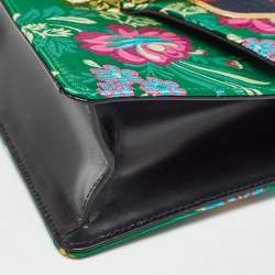 Pre Owned Gucci Multicolor Floral Jacquard Mini Sylvie Top Handle Bag