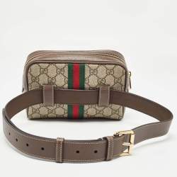 Pre Owned Gucci Beige/Brown GG Supreme Canvas and Leather Ophidia Belt Bag