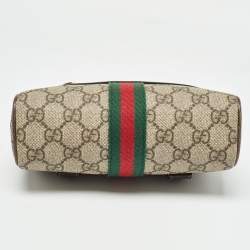Pre Owned Gucci Beige/Brown GG Supreme Canvas and Leather Ophidia Belt Bag