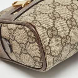 Pre Owned Gucci Beige/Brown GG Supreme Canvas and Leather Ophidia Belt Bag
