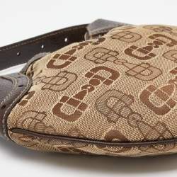 Pre Owned Gucci Beige/Ebony Horsebit Print Canvas and Leather Mini Hobo