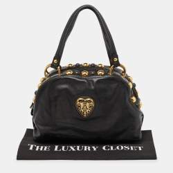 Pre Owned Gucci Black Studded Leather Babouska Dome Bag