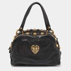 Pre Owned Gucci Black Studded Leather Babouska Dome Bag