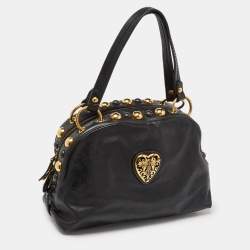 Pre Owned Gucci Black Studded Leather Babouska Dome Bag