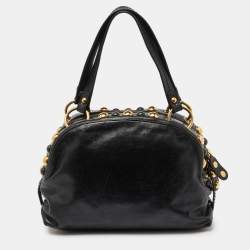 Pre Owned Gucci Black Studded Leather Babouska Dome Bag