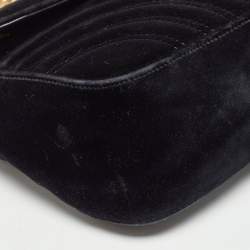 مملوكة مسبقًا Gucci Black Matelassé Velvet Small GG Marmont Shoulder Bag