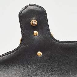 مملوكة مسبقًا Gucci Black Matelassé Velvet Small GG Marmont Shoulder Bag