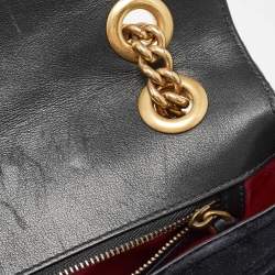 مملوكة مسبقًا Gucci Black Matelassé Velvet Small GG Marmont Shoulder Bag