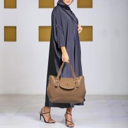 Pre Owned Gucci Beige Leather 1973 Flap Tote