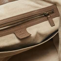 Pre Owned Gucci Beige Leather 1973 Flap Tote