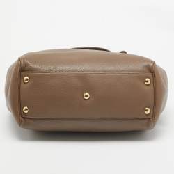 Pre Owned Gucci Beige Leather 1973 Flap Tote