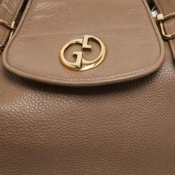 Pre Owned Gucci Beige Leather 1973 Flap Tote