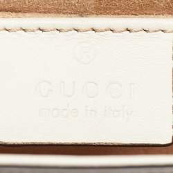 Pre Owned Gucci Off White Leather Mini Web Chain Sylvie Crossbody Bag