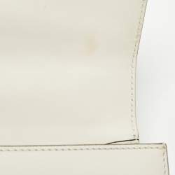 Pre Owned Gucci Off White Leather Mini Web Chain Sylvie Crossbody Bag