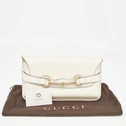 Gucci Off White Leather Bright Bit Clutch