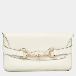 Gucci Off White Leather Bright Bit Clutch