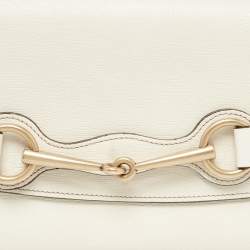 Gucci Off White Leather Bright Bit Clutch