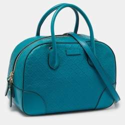 Gucci Turquoise Diamante Leather Small Satchel