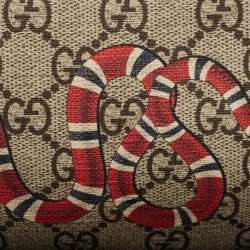 Gucci Beige GG Supreme Canvas Snake Print Wristlet Pouch