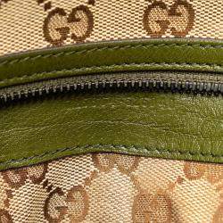 Gucci Green Leather Double G Drawstring Tote Bag