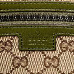 Gucci Green Leather Double G Drawstring Tote Bag