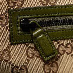 Gucci Green Leather Double G Drawstring Tote Bag